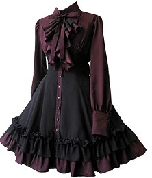 お買い得  -レトリ／ヴィンテージ パンク＆ゴシック スチームパンク ドレス Aラインドレス コスプレ パッチワーク 女性用 ファンタジー スチームパンク 性能 パーティー 成人 ドレス 春 秋