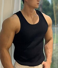 voordelige -Voor heren Fitness tanktop Hardlooptanktop Training tanktop Heren tops Strakke ronde hals Mouwloos Sport & Outdoor Vakantie Uitgaan Casual / Dagelijks Snel Drogend Vochtregelerend Ademend Zacht Effen