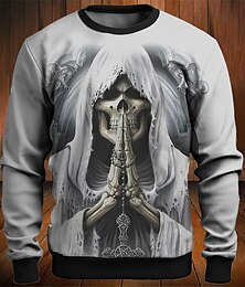 levne -Pánské Grafika Lebky Mikiny Svetrová mikina Dlouhý rukáv Mikina Tričkový Módní Denní Na běžné nošení 3D tisk Dovolená Jdeme ven Streetwear Tisk Jaro & podzim