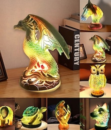 billige -Animal Table Lamp Series, Stained Resin Table Lamp Night Light, Stained Resin Animal Night Light, Stained Resin Lamp for Bedroom Animal Lovers Home Decor 10*15CM/3.93*5.9INCH (3pcs Button Batteries)