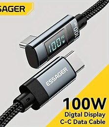 お買い得  -essager 100 ワット usb c に usb c 急速充電器 90 度角度充電ケーブルディスプレイ 5a 急速充電 usb c データコード