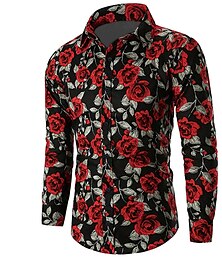 economico -grafica di San Valentino rosa novità camicia casual da uomo vacanza casual quotidiano fine settimana primavera&amp; autunno estivo&amp; couverture invernale a maniche lunghe viola, giallo, rosso S,