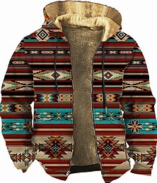 cheap -Graphic Geometric Pattern Men's Daily 3D Printing Hoodie Holiday Vacation Going out Hoodies Red Blue Long Sleeve Hooded Print Fall & Winter Designer Hoodie Sweatshirt
