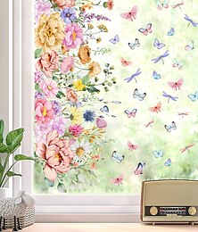 voordelige -Bloemboeket raamsticker kleurrijke lente muursticker raamdecoratie – dubbelzijdig, afwasbaar, herbruikbaar, perfect voor huis- en kantoordecoratie