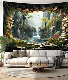economico -Cascata Foresta Grotta Appeso Arazzo Arte Della Parete Grande Arazzo Decorazione Murale Fotografia Sfondo Coperta Tenda Casa Camera Da Letto Soggiorno Decorazione