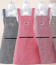 cheap -100% Cotton Apron   Breathable for Home Use, Kitchen, Summer Women's Fashion, Cute Japanese and Korean Version of Apron, Anti Oil Stain Work Print