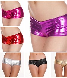 abordables -Métallique Années 1980 Latex Brillant Shorts Cuir PU Moulant Couleur Unie Déguisement Femmes Mascarade Soirée Enterrement de Vie de Jeune Fille Défilé de la Fierté Adulte Shorts
