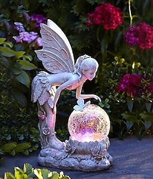 preiswerte -Blumenfee-Statue beleuchtet Mädchendekoration im Freiengartenhof-Engelfee-Solarlicht