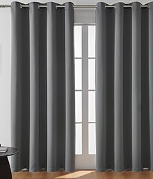 billige -Grey Blackout Curtain 1 Panel Grommet Thermal Insulated Room Darkening Curtains for Bedroom and Living Room