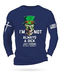 preiswerte -St. Patrick's Day Totenköpfe Nationalflagge Schwarz Weiß Orange T-Shirt T-Shirt Herren Grafik-Baumwollhemd Vintage Basic-Shirt Langarm Bequemes T-Shirt Sport Outdoor Urlaub Frühling Herbst