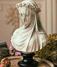 halpa -nainen patsas, verhottu nainen rintakuva kreikkalainen jumalatar patsas abstrakti viktoriaaninen verhottu neito patsas kodin sisustus estetiikka kodin taidekokoelma koristeena