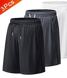 cheap -Multi Packs 3pcs Men's 1 Shorts Sunday Shorts Drawstring Elastic Waist Plain Daily Wear Vacation Polyester Spring & Summer