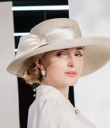 voordelige -hoed Polyesteri Vezel Bowler / Cloche hoed Strohoed Zonnehoed Bruiloft Casual Elegant Bruiloft Met Strik Helm Hoofddeksels