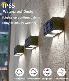 voordelige -led-wandlamp op zonne-energie op en neer verlichting 2 modi voor buitenverlichting buiten op zonne-energie ip65 waterdicht tuinlicht voor binnenplaats garagedeur gang tuindecor warm licht / wit licht