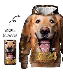 お買い得  -動物犬メンズデイリー 3d プリントパーカー新年休日外出パーカーカスタムプリントレッド長袖フード付きプリント春&amp;  秋のデザイナーパーカースウェットシャツ