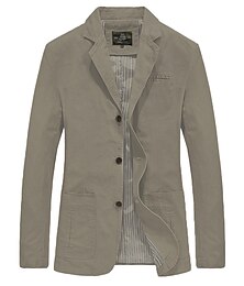 voordelige -Voor heren Blazerjack Werk liiketoiminta Klassiek & Tijdloos Lente Herfst Polyester katoen Effen Kleur Formele Stijl Winddicht Voorkant met knopen Blazer Zwart Groen Khaki