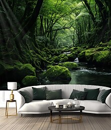 זול -יער נהר תלוי שטיח קיר אמנות שטיח קיר גדול תפאורה צילום רקע שמיכה וילון בית חדר שינה קישוט סלון