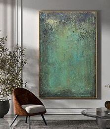 billiga -handgjord oljemålning canvas väggdekoration modern nordisk minimalism grön textur för heminredning rullad ramlös osträckt målning