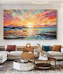 cheap -Handmade Oil Painting Canvas Wall Art Decor Original sunsets full for Home Decor With Stretched FrameWithout Inner Frame Painting