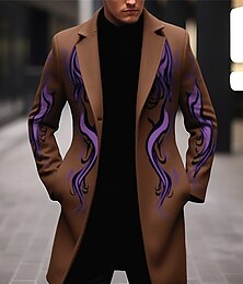 economico -Per uomo simbolo Cappotto invernale Cappotto Tenere al caldo Traspirante Comodo Vintage Lavoro Ufficio Indossalo per lavorare Per uscire Tasche Stampa Autunno inverno Collo ripiegabile Manica lunga