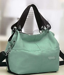 cheap -Women's Handbag Tote PU Leather Daily Zipper Solid Color Black Pink Green
