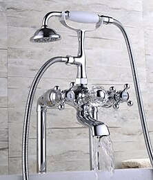 お買い得  -浴槽用水栓 - 現代コンテンポラリー 電気メッキ ローマンバスタブ セラミックバルブ Bath Shower Mixer Taps