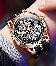 economico -nuovo orologio da uomo di marca mancia luminoso orologio meccanico scheletrato moda marea nastro da lavoro orologio da polso sportivo da uomo impermeabile