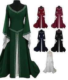 cheap -Medieval Renaissance Cocktail Dress Vintage Dress Prom Dress Viking Outlander Ranger Elven Women's Halloween Party Festival Dress