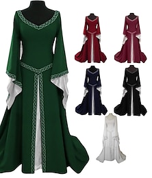 abordables -Epoque Médiévale Renaissance Robe de cocktail Robe vintage Robe de bal Viking Outlander Ranger Elfe Femme Halloween Soirée Festival Robe