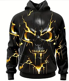 cheap -Graphic Skull Men's Fashion 3D Print Hoodie Sports Outdoor Holiday Vacation Hoodies Yellow Red Long Sleeve Hooded Print Front Pocket Spring &  Fall Designer Hoodie Sweatshirt