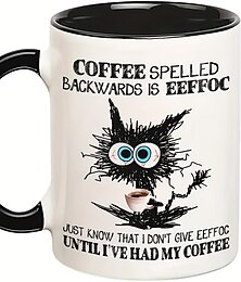 economico -1 tazza di caffè scritto al contrario è eeffoc tazza bianca tazze da caffè rotonde per uomini e donne tazza di tè freddo caldo ceramica sarcastica isolata tazza da viaggio o da campeggio regali