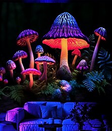 halpa -tikkaustaide blacklight kuvakudos UV-reaktiivinen hehku pimeässä trippy vuori sumuinen sieni luontomaisema riippuva kuvakudos seinätaide seinämaalaus olohuoneeseen makuuhuoneeseen