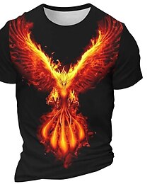 cheap -Graphic Phoenix Fire Daily Designer Retro Vintage Men's 3D Print T shirt Tee Sports Outdoor Holiday Going out T shirt Black White Burgundy Short Sleeve Crew Neck Shirt Spring & Summer Clothing Apparel