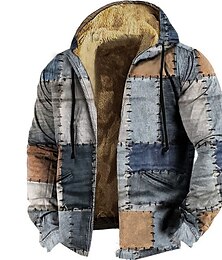 abordables -Hombre Retazos Estampados Sudadera Sudaderas Sudadera con cremallera Manga Larga Sudadera con capucha Con Capucha Diario Impresión 3D Festivos Vacaciones Noche Azul Piscina Morado Vellón Invierno