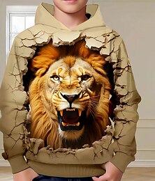 ieftine -Băieți 3D Leu Hanorac cu Glugă Pullover Manșon Lung Tipărire 3D Primăvară Toamnă Modă Șic Stradă Misto Copii 3-12 ani Capișon În aer liber Casual Zilnic Fit regulat