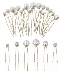 abordables -18 pièces épingles à cheveux en perles de mariage barrette en forme de U mariage vintage perle strass épingles à cheveux accessoire pour mariées demoiselle d'honneur femmes