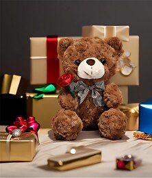 voordelige -vrouwendagcadeaus evlooe beer knuffel knuffel voor valentijnsdag schattig 9.8 teddybeer knuffel met roos zacht klein knuffelbeer speelgoed cadeaus voor vriendin vriendje moederdag cadeaus voor mama
