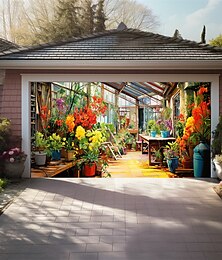 abordables -Bannière de couverture de porte de garage extérieur jardin de fleurs belle grande décoration de fond pour porte de garage extérieur décorations murales de maison événement fête parade