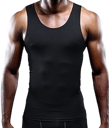 voordelige -Voor heren Gymshirt Compressie tank Fitnesstank Heren tops Strakke ronde hals Mouwloos Sport & Outdoor Vakantie Uitgaan Casual / Dagelijks Sportschool Snel Drogend Ademend Zacht Effen Zwart Wit