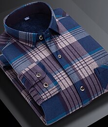 economico -Per uomo Camicie Camicia a quadri Camicia con colletto Camicia in pile Camicia con bottoni A quadri Matrimonio Esterno A B C D Manica lunga Collo ripiegabile Inverno Abbigliamento