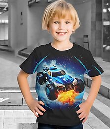 cheap -Boys 3D Car Tee Shirt Short Sleeve 3D Print Summer Active Sports Fashion Polyester Kids 3-12 Years Crew Neck Outdoor Casual Daily Regular Fit