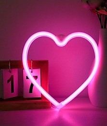 cheap -Pink Heart Neon Light, Battery or USB Powered LED Neon Light, Party, Valentine's Day Decoration Light, Table and Wall Decoration Light, Girls' Room, Dormitory, Wedding Anniversary Home Decoration