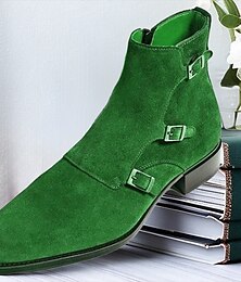 ieftine -Bărbați Cizme Retro Pantofi formali Pantofi rochie Plimbare Clasic Englezesc Zilnic PU Cald Augmentare Înălțime Shock-absorbție Cizme / Cizme la Gleznă Buclă Verde Militar Albastru Toamnă Iarnă