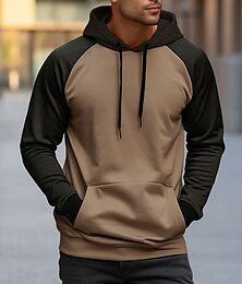 cheap -Men's Hoodie Pullover Hoodie Sweatshirt Yellow Red Orange Khaki Gray Hooded Color Block Patchwork Sports & Outdoor Daily Holiday Streetwear Cool Casual Fall Winter Clothing Apparel Hoodies