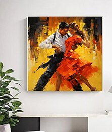 preiswerte -Tango-Leinwand-Kunst, handgemaltes Ölgemälde, Romantik-Tanz-Wandkunst, Romantik-Paar-Wandkunst, tanzendes Paar, Leinwand für Heimdekoration, ohne Rahmen