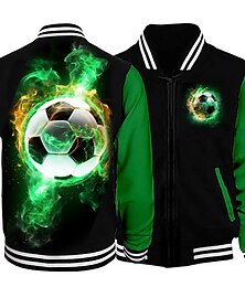 cheap -Boys 3D Football Jacket Long Sleeve Spring Fall Winter Active Streetwear Cool Polyester Kids 3-12 Years V Neck Zip Street Daily Regular Fit