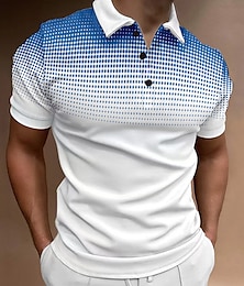 cheap -Men's Sport Polo Golf Shirt Casual Holiday Lapel Short Sleeve Fashion Basic Gradient Button Summer Regular Fit Wine Black White Navy Blue Orange Gray Sport Polo