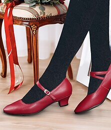 economico -Per donna Tacchi Stiletto Slip-On Mary Jane Scarpe d'epoca Scarpe comfort Feste Esterno Giornaliero Tallone del gattino Punta tonda Elegante Vintage Di tendenza Di pelle Pelle Fibbia Listino alla