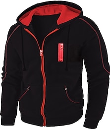 cheap -Men's Full Zip Hoodie Jacket Black White Red Navy Blue Green Hooded Plain Pocket Sports & Outdoor Daily Sports Hot Stamping Designer Basic Casual Spring &  Fall Clothing Apparel Hoodies Sweatshirts