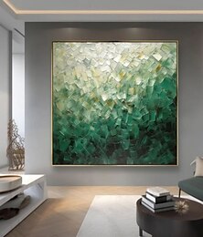 Недорогие -Картина маслом ручной работы, холст, настенное художественное украшение, современная зеленая абстрактная картина для домашнего декора, свернутая бескаркасная нерастянутая картина